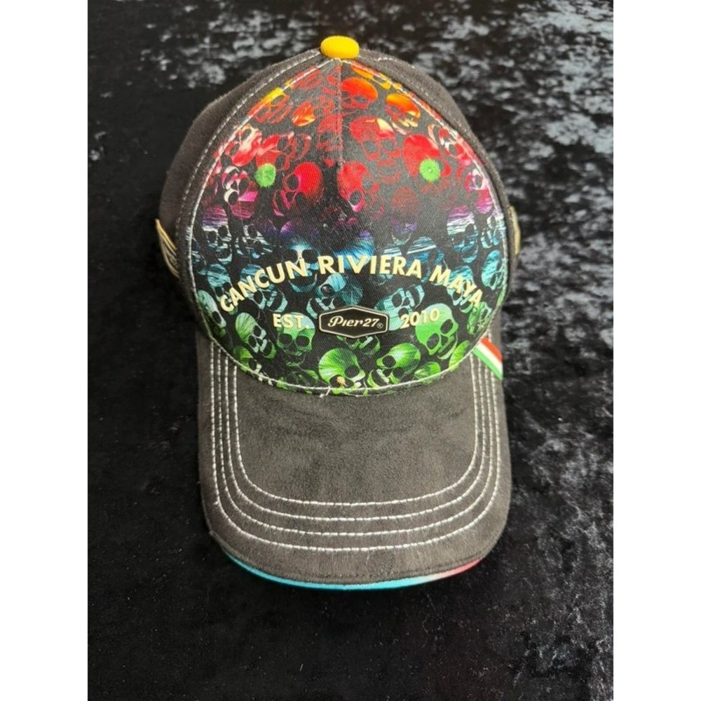 Pier27 Cancun Riviera Maya Skull Hat Viva Mexico Adjustable Cap One Size